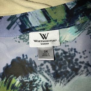 Sheer, button up floral blouse